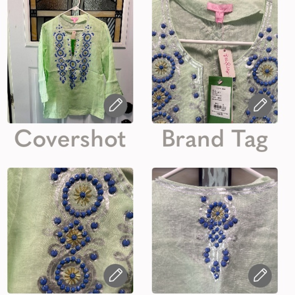 Lilly Pulitzer Mint Green Top with Blue Accents